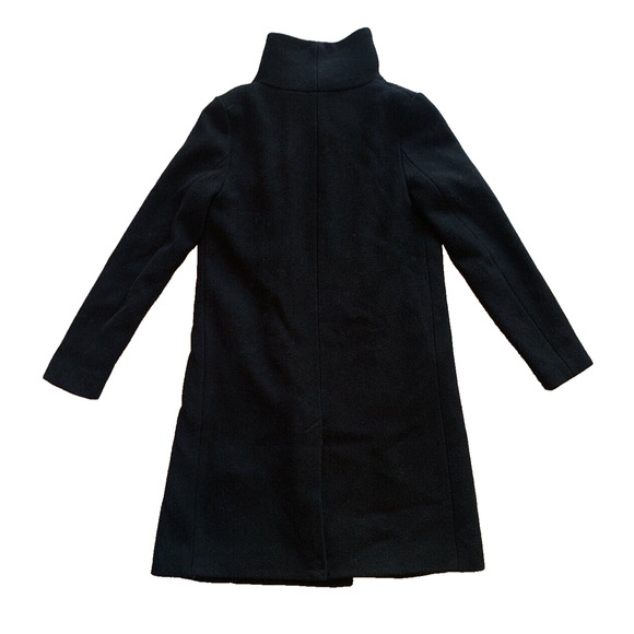 H&M Divided Jacket Womens Size 2 Black Wool Blend Overcoat Long Modern Peacoat - Picture 2 of 16